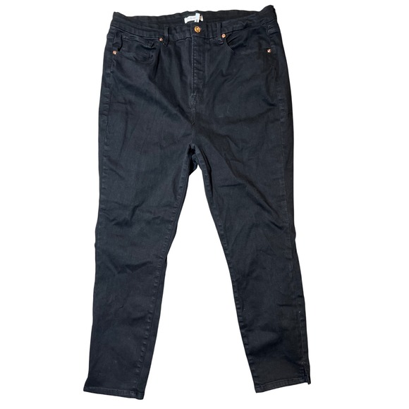 Good American Denim - Good American Good Waist Crop Black Denim Jeans Size 6 High Rise Comfort Stretch